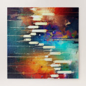 カラフルろうそく足グラフの絵を描抽象芸術 ジグソーパズル (横)