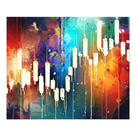 カラフルろうそく足グラフの絵を描抽象芸術 フォトプリント            (正面)