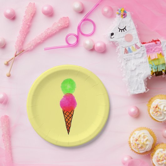カラフルアイスクリームガールズ誕生日パーティー ペーパープレート (パーティー)