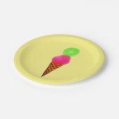 カラフルアイスクリームガールズ誕生日パーティー ペーパープレート (アングル)