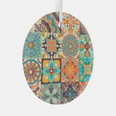 カラフルアズレ伝統的ホ瓦セット ガラスオーナメント (正面右)