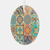 カラフルアズレ伝統的ホ瓦セット ガラスオーナメント (正面左)