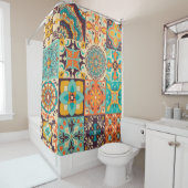 カラフルアズレ伝統的ホ瓦セット シャワーカーテン (インサイチュ)