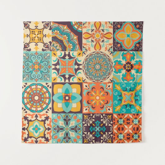 カラフルアズレ伝統的ホ瓦セット タペストリー (正面)