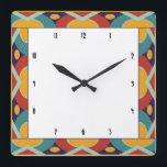 カラフルアト縁ど スクエア壁時計<br><div class="desc">アールデコスタイル縁どカラフル幾何学赤、金ゴールド、青とティール（緑がかった色）、デコ期間の配色。レトロなスタイル型枠で縁どの楕円と正方形はのまわりに、クロック番号のヴィンテージデコフォントと白黒の中心。アート・デコは、1920年代と30年代の人気にバラし、しばしば幾何学的な型枠や明るい色を含んだデザインスタイルであはっきりしたる。</div>