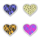 カラフルアニマルプリントハート シール (正面)