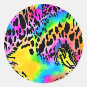 カラフルアニマルプリントパターン ラウンドシール (正面)