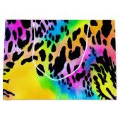 カラフルアニマルプリントパターン ラージペーパーバッグ (正面)