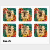 カラフルアニマルプリント21歳パーソナライズされた誕生日 スクエアシール (シート)