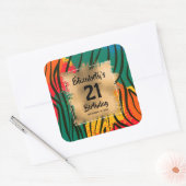 カラフルアニマルプリント21歳パーソナライズされた誕生日 スクエアシール (封筒)