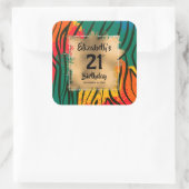 カラフルアニマルプリント21歳パーソナライズされた誕生日 スクエアシール (バッグ)