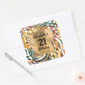 カラフルアニマルプリント21歳パーソナライズされた誕生日 スクエアシール (封筒)