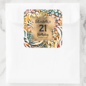 カラフルアニマルプリント21歳パーソナライズされた誕生日 スクエアシール (バッグ)