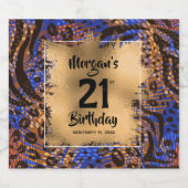 カラフルアニマルプリント21歳パーソナライズされた誕生日 スパークリングワインラベル (シングルラベル)