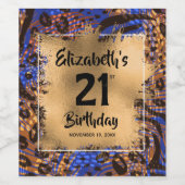 カラフルアニマルプリント21歳パーソナライズされた誕生日 ワインラベル (シングルラベル)