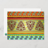 カラフルアフリカマスクストライプケンテパターン ポストカード (正面/裏面)