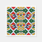 カラフルアフリカ民族部族結婚幾何学 スタンダードカクテルナプキン (正面)