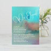カラフルアブストラクトウォーターカラー私たちはこっそり結婚しましたスクリプト 招待状 (スタンド正面)