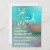 カラフルアブストラクトウォーターカラー結婚式スクリプト 招待状 (正面)