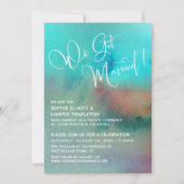 カラフルアブストラクトウォーターカラー ウェディングスクリプト 招待状 (正面)