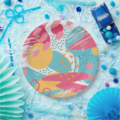 カラフルアブストラクト ペーパープレート (パーティー)