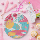 カラフルアブストラクト ペーパープレート (パーティー)