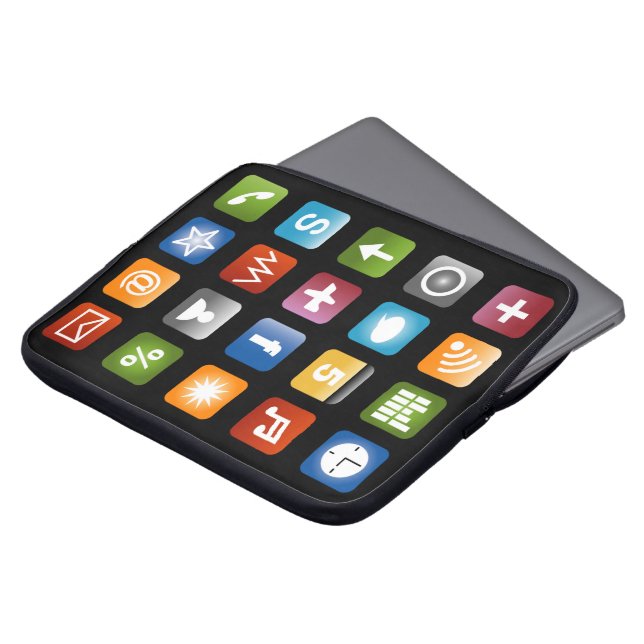 カラフルアプリのアイコンを含むコンピューターラップトップスリーブ ラップトップスリーブ (正面上部)