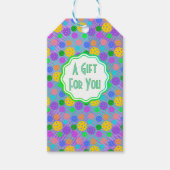 カラフルアポップ・アートのルパーソナライズされたボール ギフトタグ (正面)