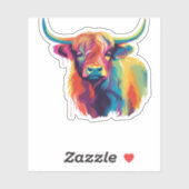 カラフルアポップ・アートのートハイランドクラシック牛Tシャツ シール (シート)