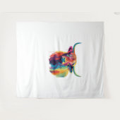 カラフルアポップ・アートのートハイランドクラシック牛Tシャツ タペストリー (正面(横))