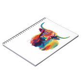 カラフルアポップ・アートのートハイランドクラシック牛Tシャツ ノートブック (左側)