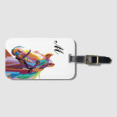 カラフルアポップ・アートのートホース ラゲッジタグ (正面横)