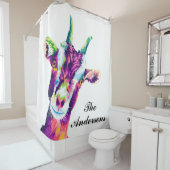 カラフルアポップ・アートのートヤギパーソナライズされた シャワーカーテン (インサイチュ)