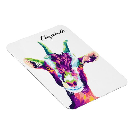 カラフルアポップ・アートのートヤギパーソナライズされた マグネット (右側)