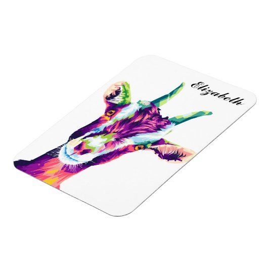 カラフルアポップ・アートのートヤギパーソナライズされた マグネット (左側)