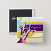 カラフルアポップ・アートのートヤギパーソナライズされた 缶バッジ (正面&裏面)