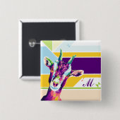 カラフルアポップ・アートのートヤギモノグラムの 缶バッジ (正面&裏面)