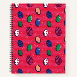 カラフルアポップ・アートのート復活祭の卵パターン ノートブック