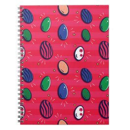 カラフルアポップ・アートのート復活祭の卵パターン ノートブック
