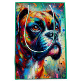 カラフルアポップ・アートのート・ボクサー・ドッグ・デコップページ ミディアムペーパーバッグ (正面)