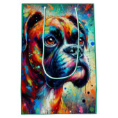 カラフルアポップ・アートのート・ボクサー・ドッグ・デコップページ ミディアムペーパーバッグ (裏面)