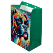 カラフルアポップ・アートのート・ボクサー・ドッグ・デコップページ ミディアムペーパーバッグ (裏面アングル)