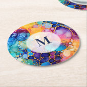 カラフルアルコモダンール水の背景色 ラウンドペーパーコースター (アングル)