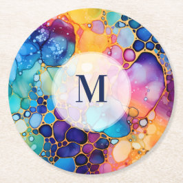 カラフルアルコモダンール水の背景色 ラウンドペーパーコースター