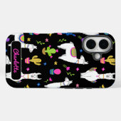 カラフルアルパカサボテン 名前入り ブラック Case-Mate iPhoneケース (裏面 (横))