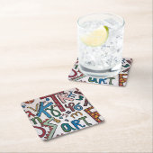 カラフルアルファベット紙コースター スクエアペーパーコースター (インサイチュ)