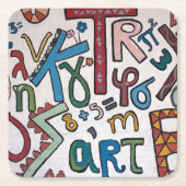 カラフルアルファベット紙コースター スクエアペーパーコースター (正面)