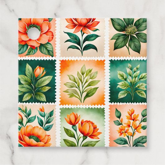 カラフルアンティークスタンプアートギフトラベル フェイバータグ (正面)