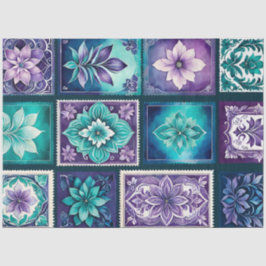 カラフルアンティークスタンプアートティッシュペーパー 薄葉紙