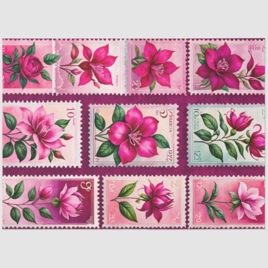 カラフルアンティークスタンプアートティッシュペーパー 薄葉紙 (正面)